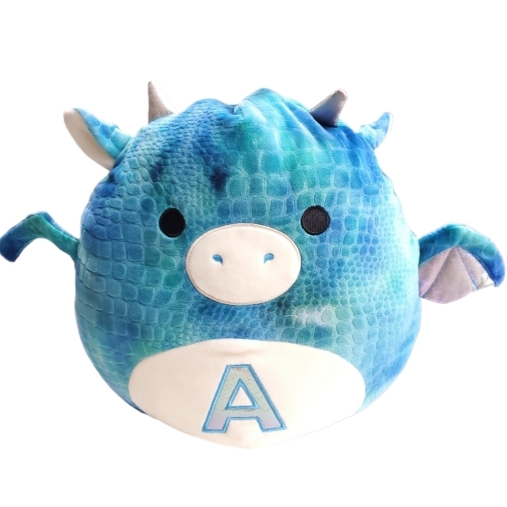 Squishmallow DOMINIC the DRAGON LETTER A Blue Textured 12 Inches